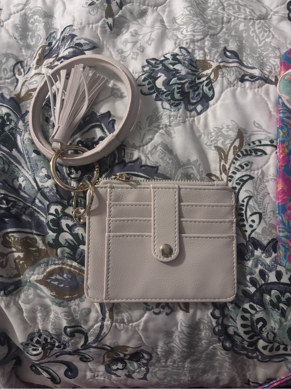 Bangle Wristlet Card Holder Keychain - Light Blush
